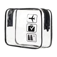 Ioensy - Bolsa De Maquillaje Transparente Para Artículos Esenciales, Viaje, Baño, Negro