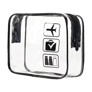 Ioensy - Bolsa De Maquillaje Transparente Para Artículos Esenciales, Viaje, Baño, Negro