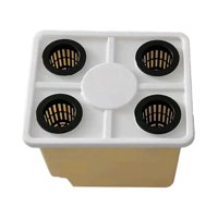 Ioensy - Cubo Para Sistema Hidropónico Con Codos De Sifón Para Balcón, Jardín, Multiusos, Tapa De 4 Orificios