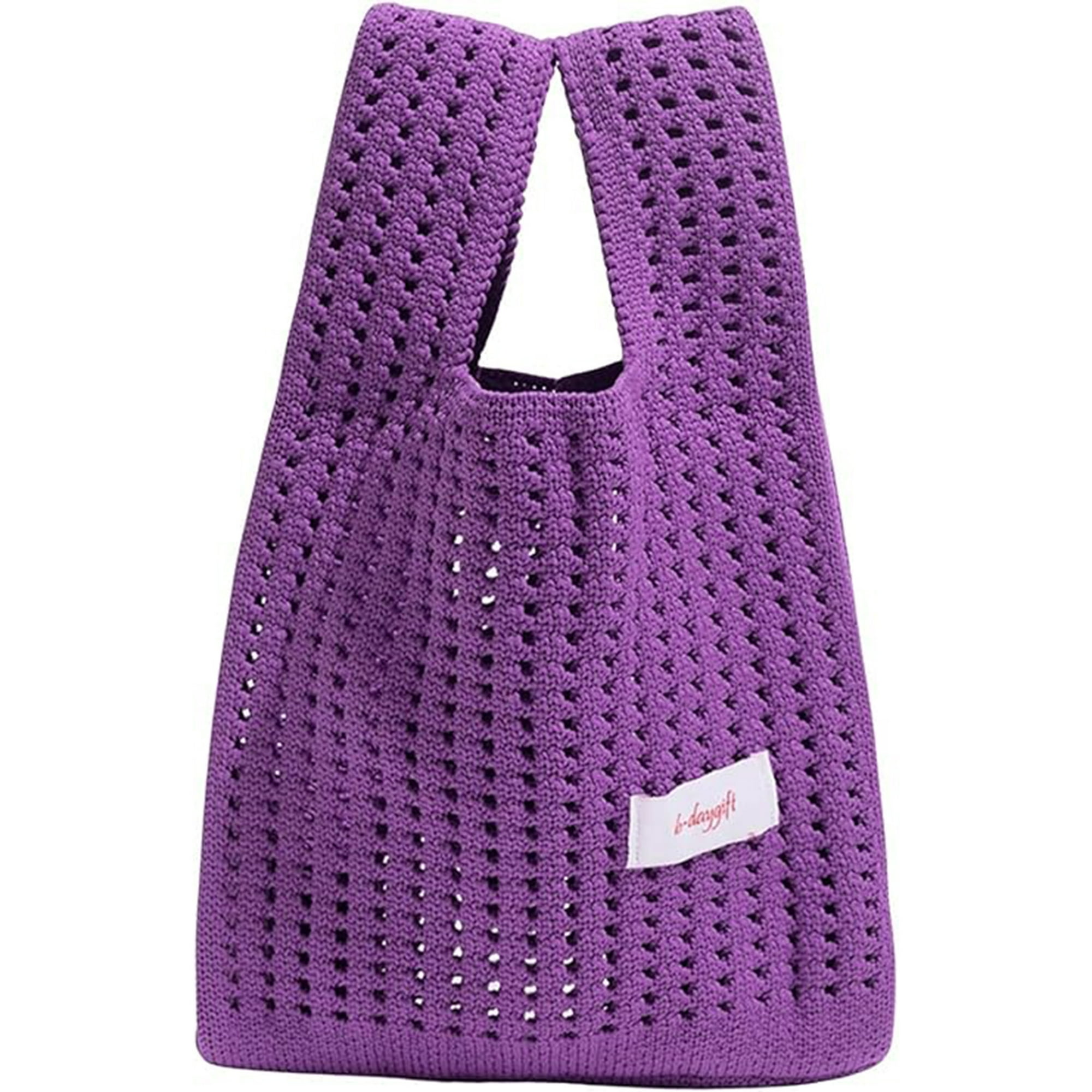 Veat00l - Bolsos De Punto Huecos Para Mujeres, Bolsos De Punto Pequeños, Estilo Casual, Estampado Plano, Ganchillo, Artículos De Moda