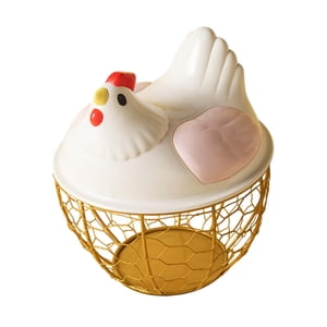 Bothyi - Cesta Para Huevos De Gallina, Bonita Cesta De Alambre De Metal Para Guardar Huevos De Gallina Para Encimera, Color Rosa Y Dorado