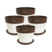 Pottery - Set De 4 Maceta Greta 19Cm Blanca Y Sus Platos