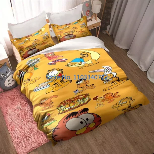 Cat 3D Orange Cat G-Garfield Cute Anime BeddingDuvet Cover Set 3D Print Comforter Cover for Boy Girl Bedding Sets Bedroom Decor