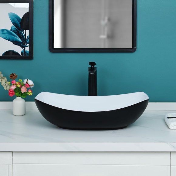Lavabo Davivy 56 cm x 40 cm Negro Mate con Desagüe Emergente