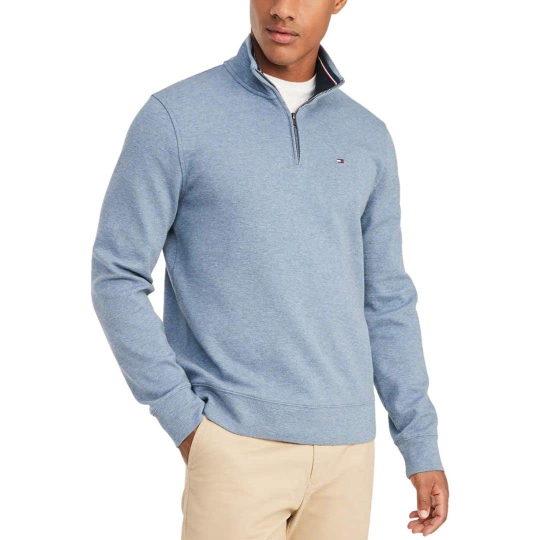 Sudadera Tommy Hilfiger De Forro Polar De Manga Larga Para Hombres - Azul