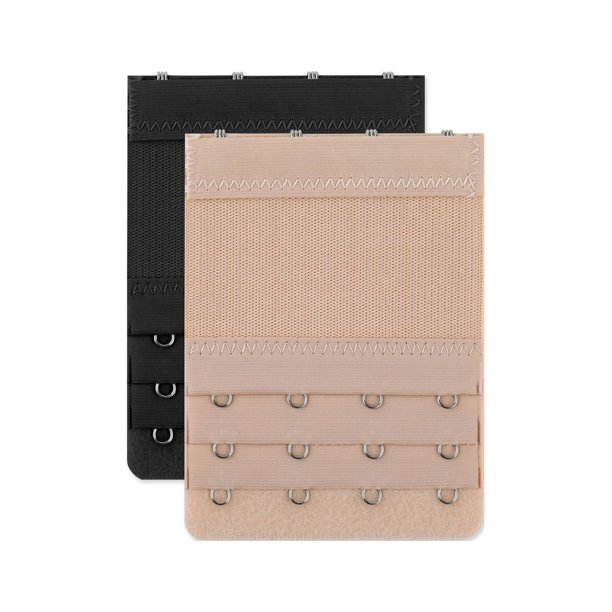 Juego de 2 piezas de extensores de tirantes de sujetador 3 filas 2 ganchos/3 ganchos/4 ganchos extensiones elásticas de gancho de sujetador Negro y Albaricoque 4-ganchos