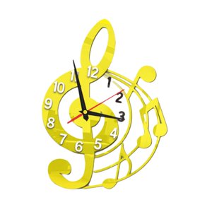 Magideal - Reloj De Pared Con Diseño De Música Silenciosa, Acrílico, Decorativo, Para Dormitorio Infantil, Decoración Del Hogar, Regalo Para Amantes De La Música Dorado