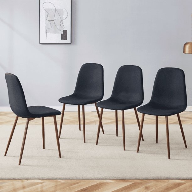 Silla sencilla de lujo - conjunto de 4 silla de comedor de alta resistencia de material de lino-algodón