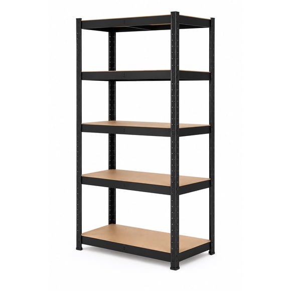 Estante Negro con Repisas de Madera – Medidas: 1.80 m x 90 cm x 40 cm