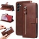 thumbnail image 1 of Funda tipo cartera para Samsung Galaxy A14 5G con bolsillo con cremallera y ranuras para tarjetas – Función de soporte Marrón, 1 of 6