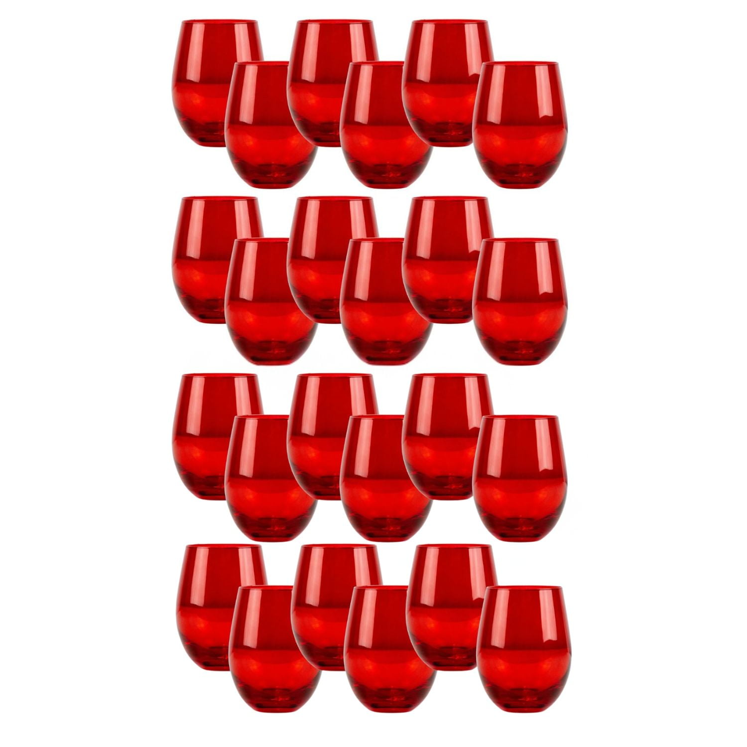 Set 24 Vasos Vidrio Bajos Full Color Rojo 480ml Allegra