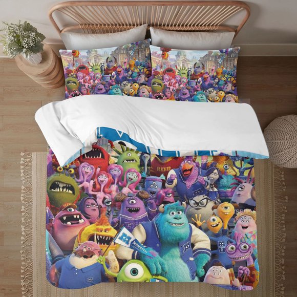 Monsters, Inc 3-Piece Bedding Set For Kids Boys Girls Adult Cartoon Warm Cute Fashion Holiday Present Gift Bed Sheets