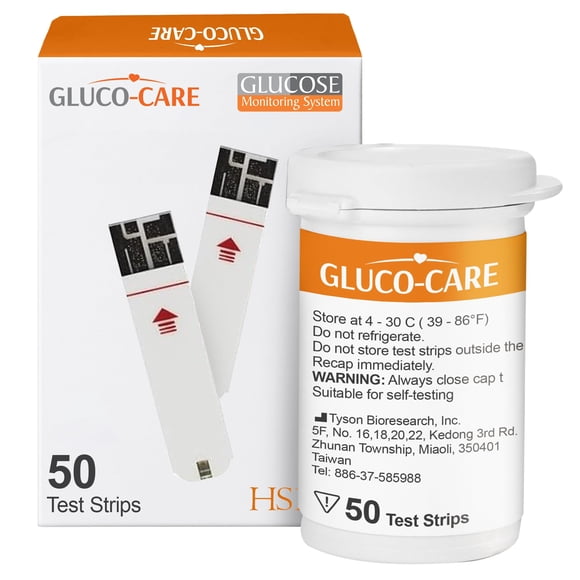 Tiras reactivas de glucosa GLUCO-CARE 50 unidades/vial de alta precisión