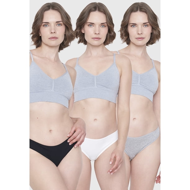 Calzón Mujer Tripack Cotton Mix Negro/Gris/Ecru Corona