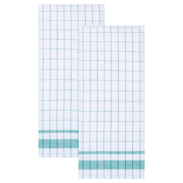 Toallas de Cocina con Patrón de Cuadros Clásicos REGALWOVEN, Paquete de 2 Toallas de Limpieza Absorbentes y de Secado Rápido, Paños de Cocina Reutilizables para Secar Platos Verde 28" x 16"
