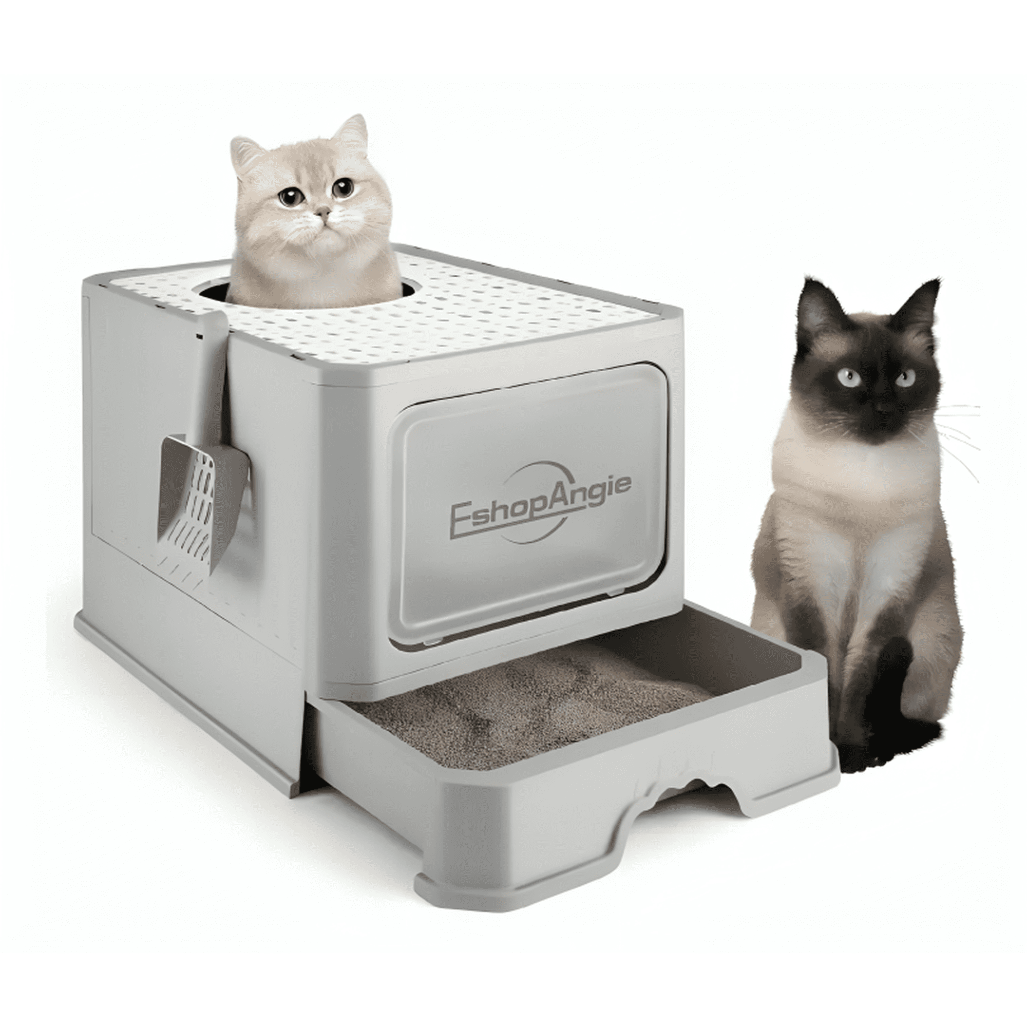 Arenero Gato Cerrado Baño Sanitario Con Tapa Y Pala