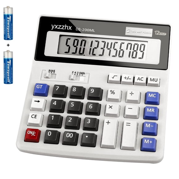 Calculadora de escritorio yxzzhx Pantalla LCD extra grande de 12 dígitos