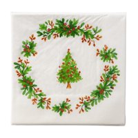 Fliperex - Set De 40 Servilletas Navideñas Con Diseños Variados Decorativos Blanco Arbol