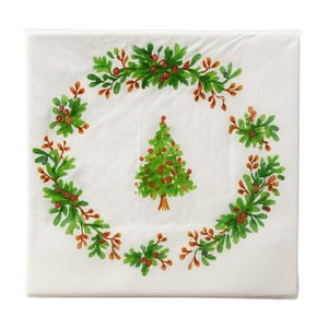 Fliperex - Set De 40 Servilletas Navideñas Con Diseños Variados Decorativos Blanco Arbol