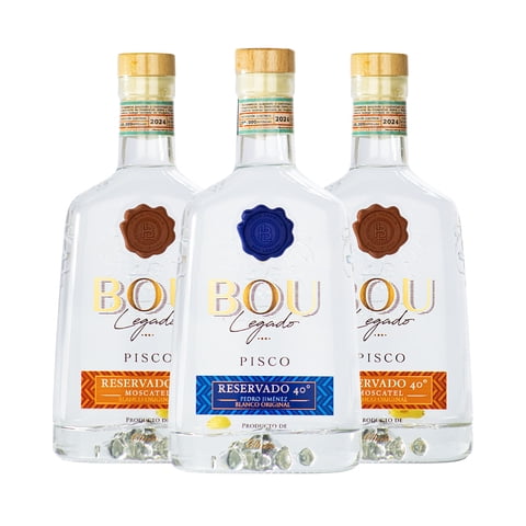 Bou Legado - Mix 3 Piscos Reservados 40° Moscatel Y Pedro Jimenez