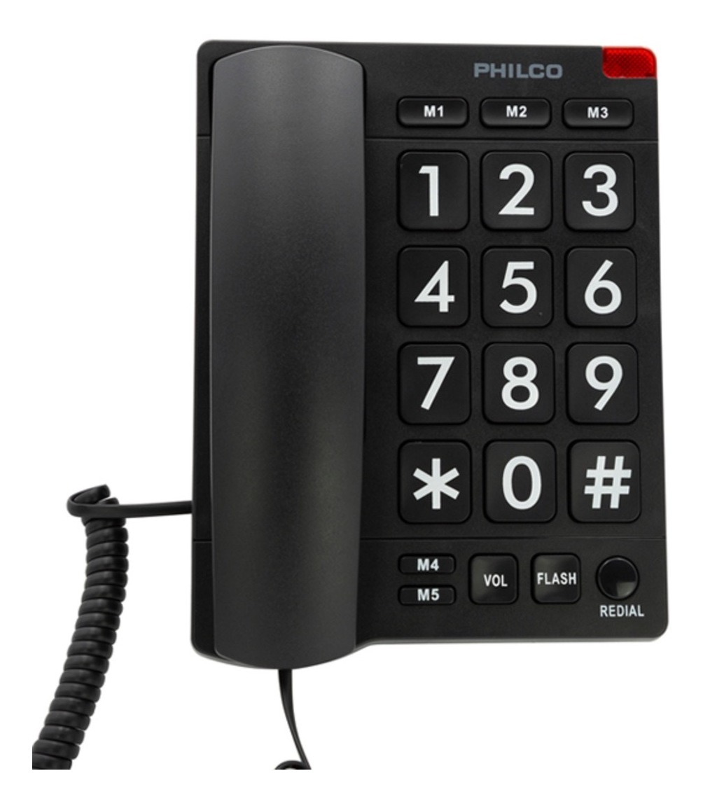 Teléfono Fijo Números Grandes Philco Negro 170Bk 23Prt170Bk