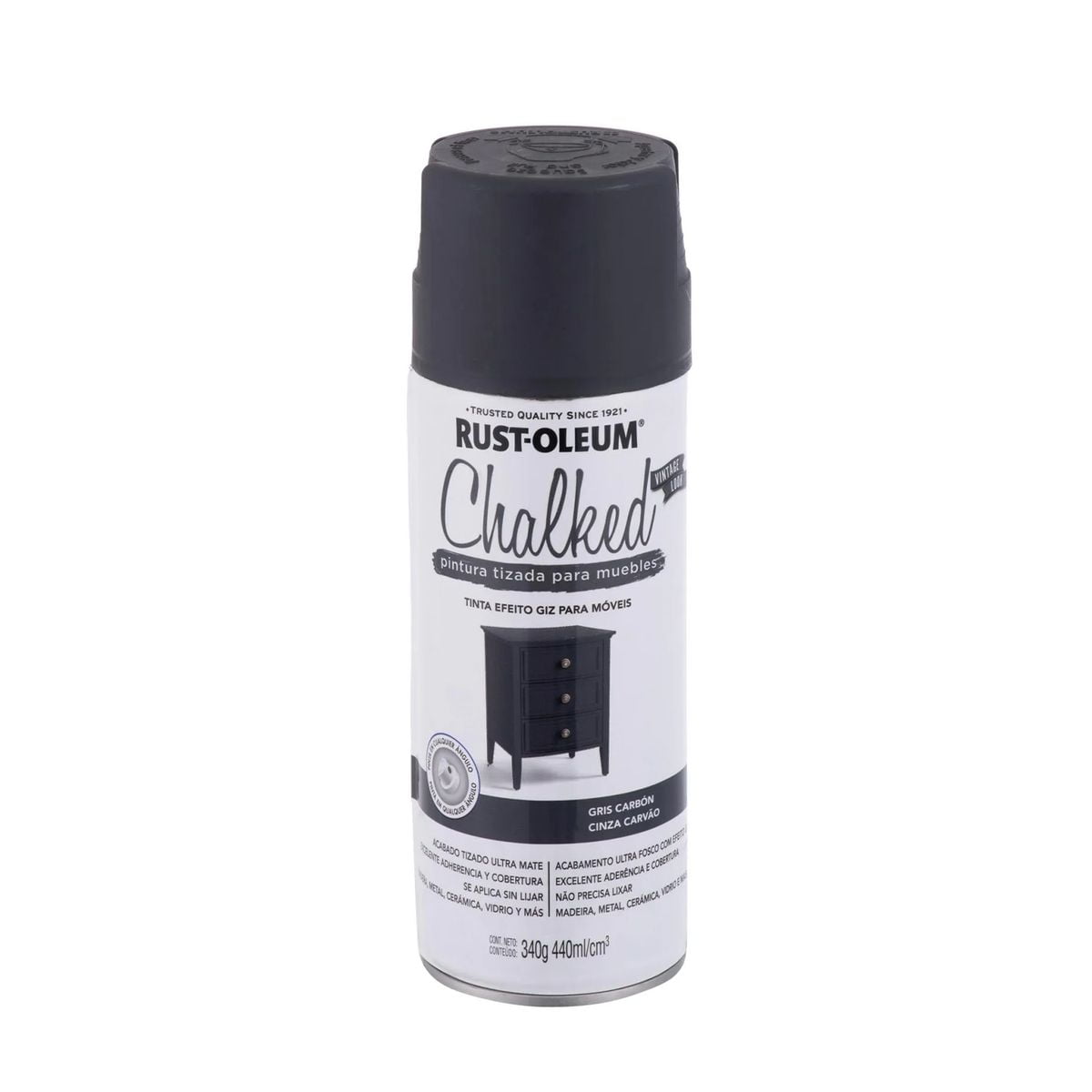 Rust-oleum - Pintura En Spray Chalked Tizada Gris Carbón Ultra Mate 340 G