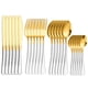 thumbnail image 1 of XmhyTop Juego de Cubiertos de Oro Blanco 24 Piezas, Acero Inoxidable, Estilo Moderno para Cenas y Eventos, 1 of 4