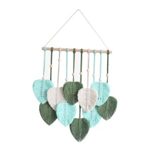 Bothyi - Tapiz Colgante De Pared De Macramé Con Hojas, Elegante, Para Telón De Fondo, Apartamento, Sala De Estar, Azul