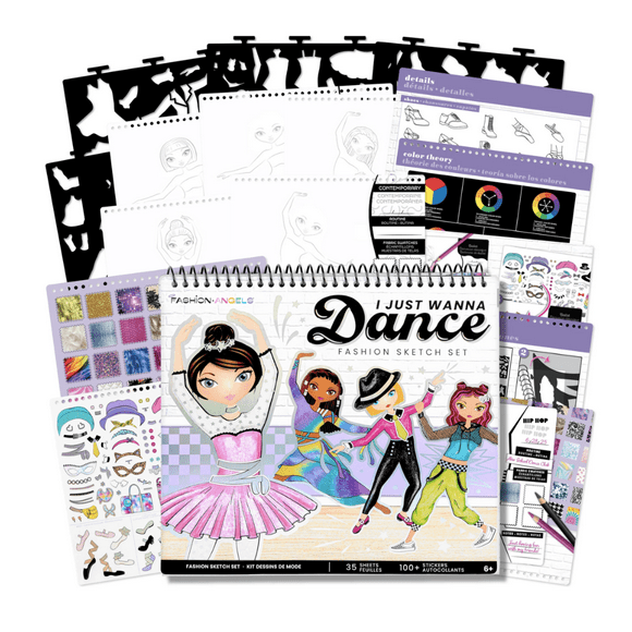 Cuaderno Portafolio Diseñar Baile Stickers Fashion Angels Rosa