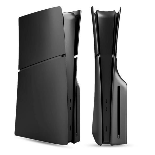 Faceplate Para PS5 Slim Disc Edition - ABS Cover Plate Matte Skin, Incluye 2 Fundas De Silicona Para El Mando Para Mayor Protección-Negro