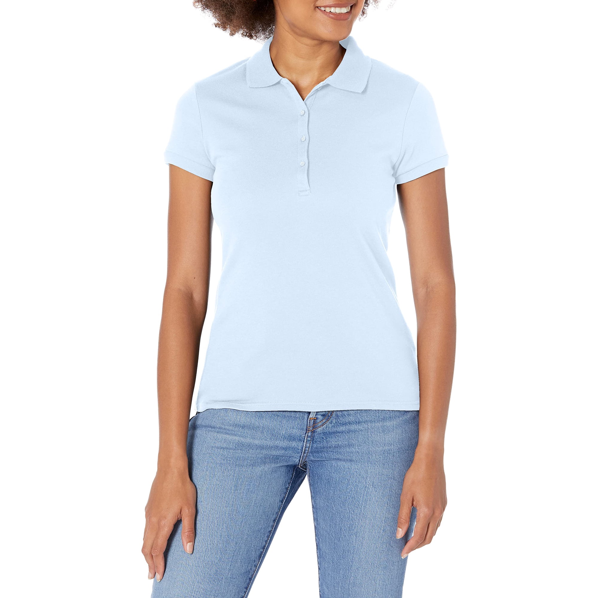Camisa Izod Polo De Manga Corta Para Mujer, Azul Claro, 3-5 Us