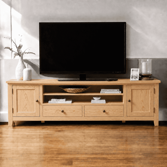 Rack TV "Rustic Luxury" Mueble de Televisión de Madera - Natural - 150x40x65 cm