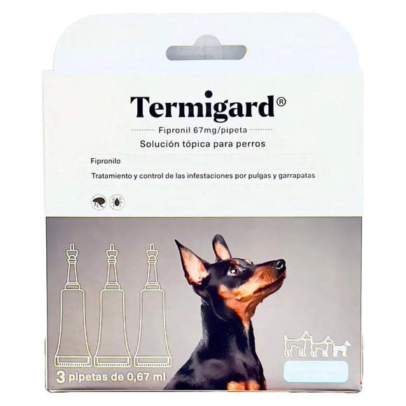 Termigard Pipeta Antipulgas y Garrapatas Perros 2-10 Kg 3 unidades