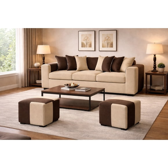 Sofa +2 Puff Benjamin Beige cafe