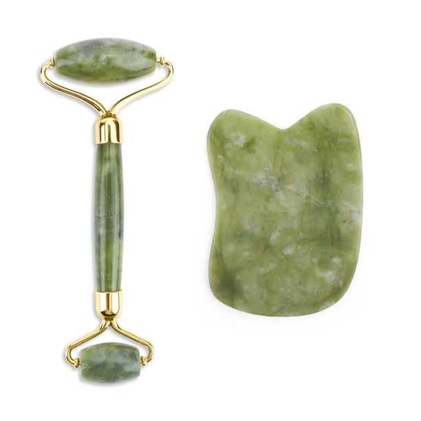 2pcs/kit Gua Sha Massager For Face Care Jade Rollers Beauty Health Skin Scraping Chin Lifting Natural Stone Gouache Massage