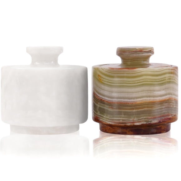 Juego de saleros MARBLOUS KRAFTS 7 cm Blanco/Ónix Verde