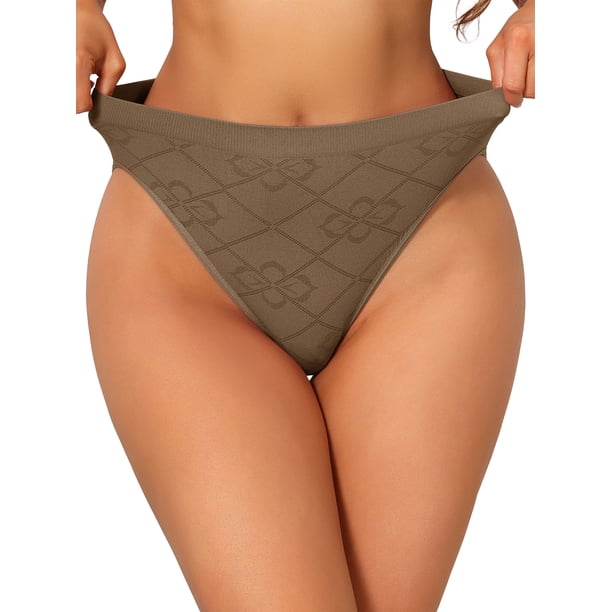 INSPIRE CHIC Bragas de Mujer de Cintura Media, Corte Alto, Cobertura Completa con Patrón de Cuadros, Talla Extra Grande, Marrón