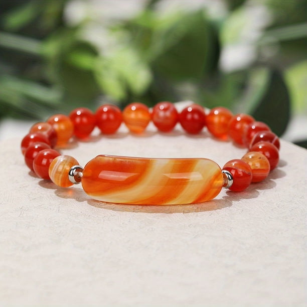 1pc Natural Semi-Precious Stone Rectangular Body Energy Yoga Bracelet