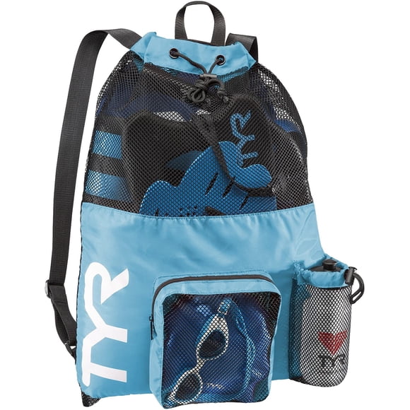 Mochila TYR Big Mesh Mummy de 40 litros para natación, gimnasio y entrenamiento, azul