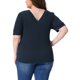 thumbnail image 3 of Agnes Orinda Blusas de Talla Grande para Mujeres Cuello en V Manga Corta Jersey Tejido Casual 4X Azul Marino, 3 of 6