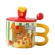 thumbnail image 1 of Bonita Taza De Café Con Forma De Oso Con Tapa Y Cuchara, Taza De Té Para La Oficina, Dormitorio, Regalo De Cumpleaños, Pizza, 1 of 3