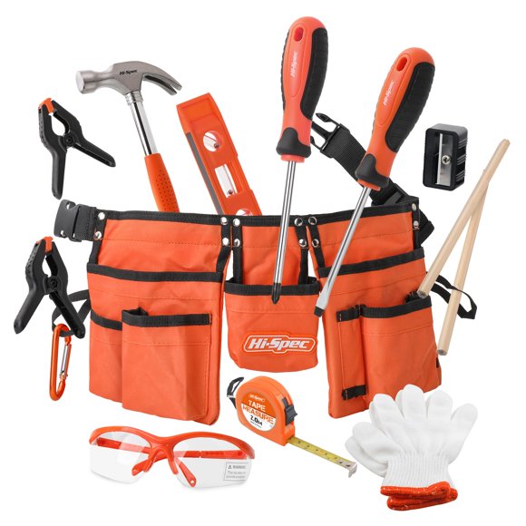 Juego de herramientas Hi-Spec Inspire Young Builders, 16 piezas, naranja para niños