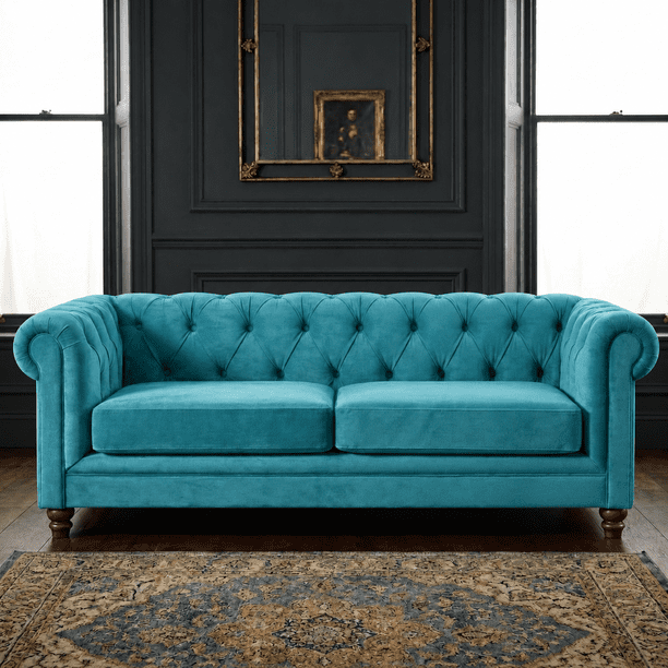 Sofa Florencia 3C Tela Velvet Turquesa