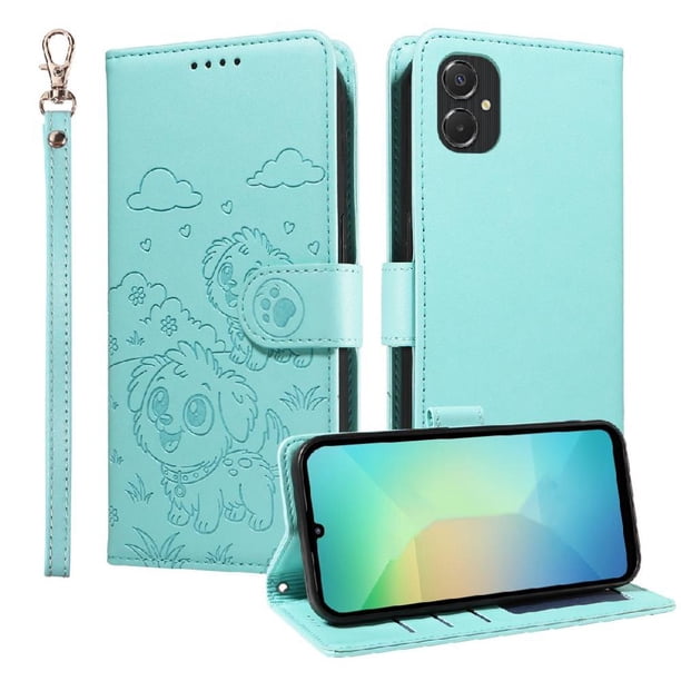 Funda Billetera FOXDOCK Compatible con Samsung Galaxy A06, Diseño Perrito Tierno, Ranuras para Tarjetas y Soporte Plegable