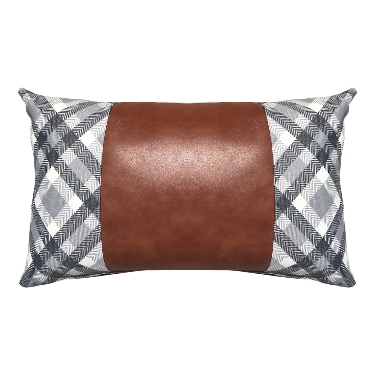 Elizabeth Peper - Funda Cojin Decorativo Ecocuero Gris Y Cafe 50x30