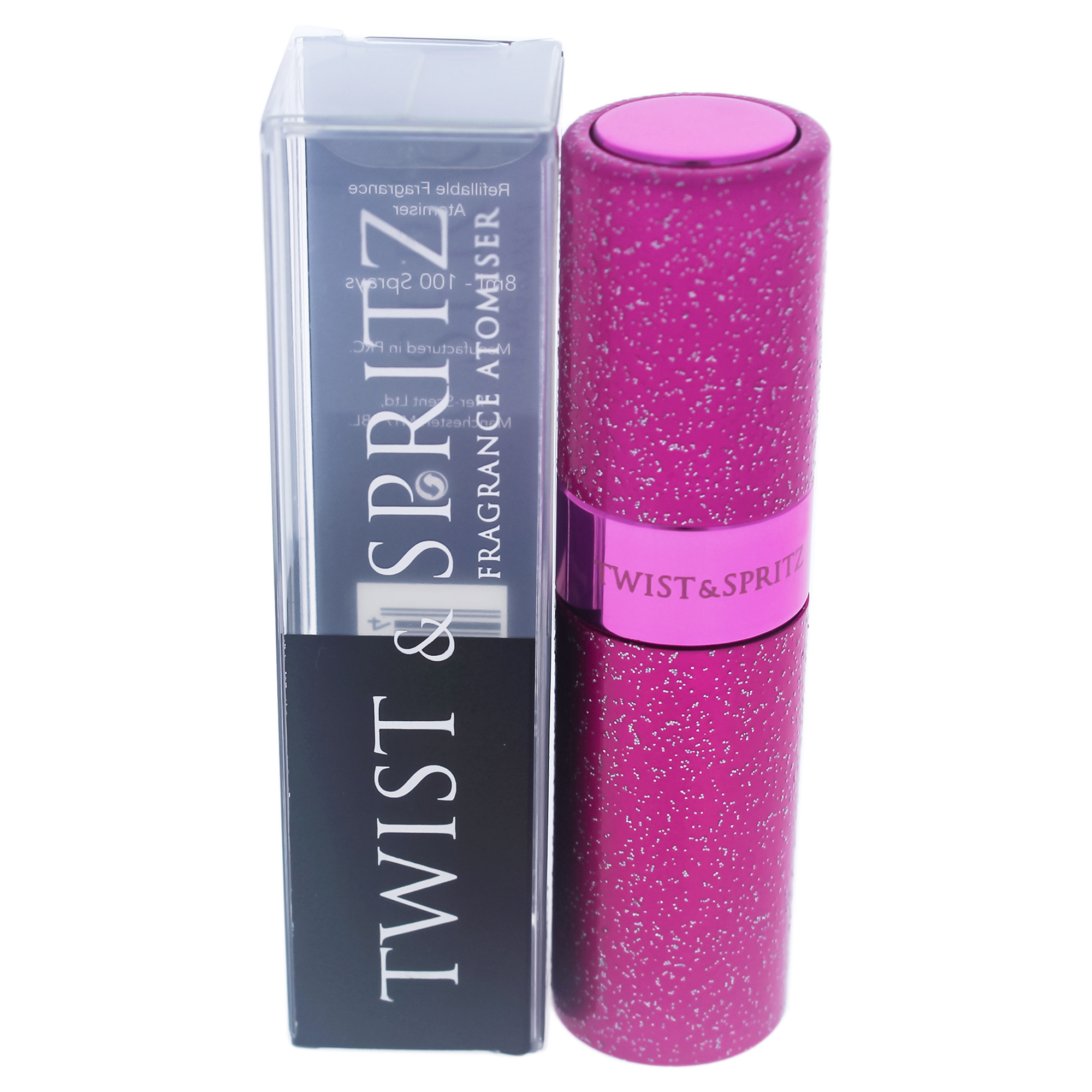 Atomizador Twist And Spritz Brillo Rosa Fuerte Spray Recargable