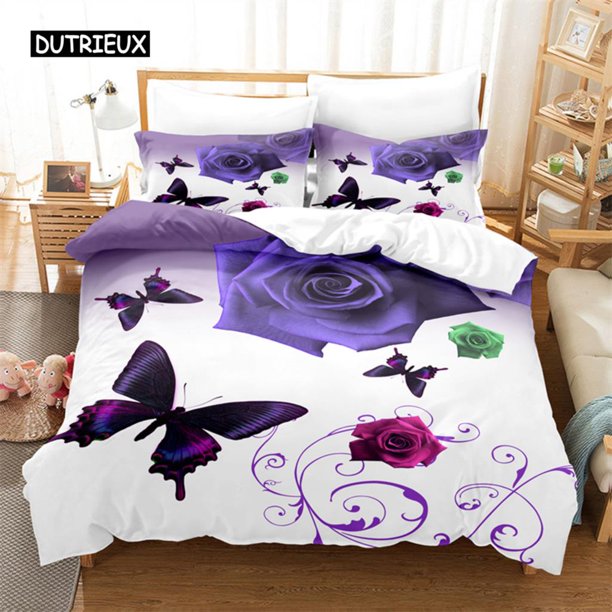 x1382 Bed SheetsFlowers and Forests Bedding Set Duvet Cover Set Bedding Digital Printing Bed Linen Size Bedding Set Fashion Design 3-Piece Bedding Set (1 Duvet Cover + 2 Pillow Shams) nj1382