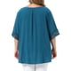 thumbnail image 3 of Agnes Orinda Camisetas de Mujer Tallas Grandes Cuello Redondo Encaje Crochet Manga Corta Blusas Casuales 2X Azul Pavo Real, 3 of 6