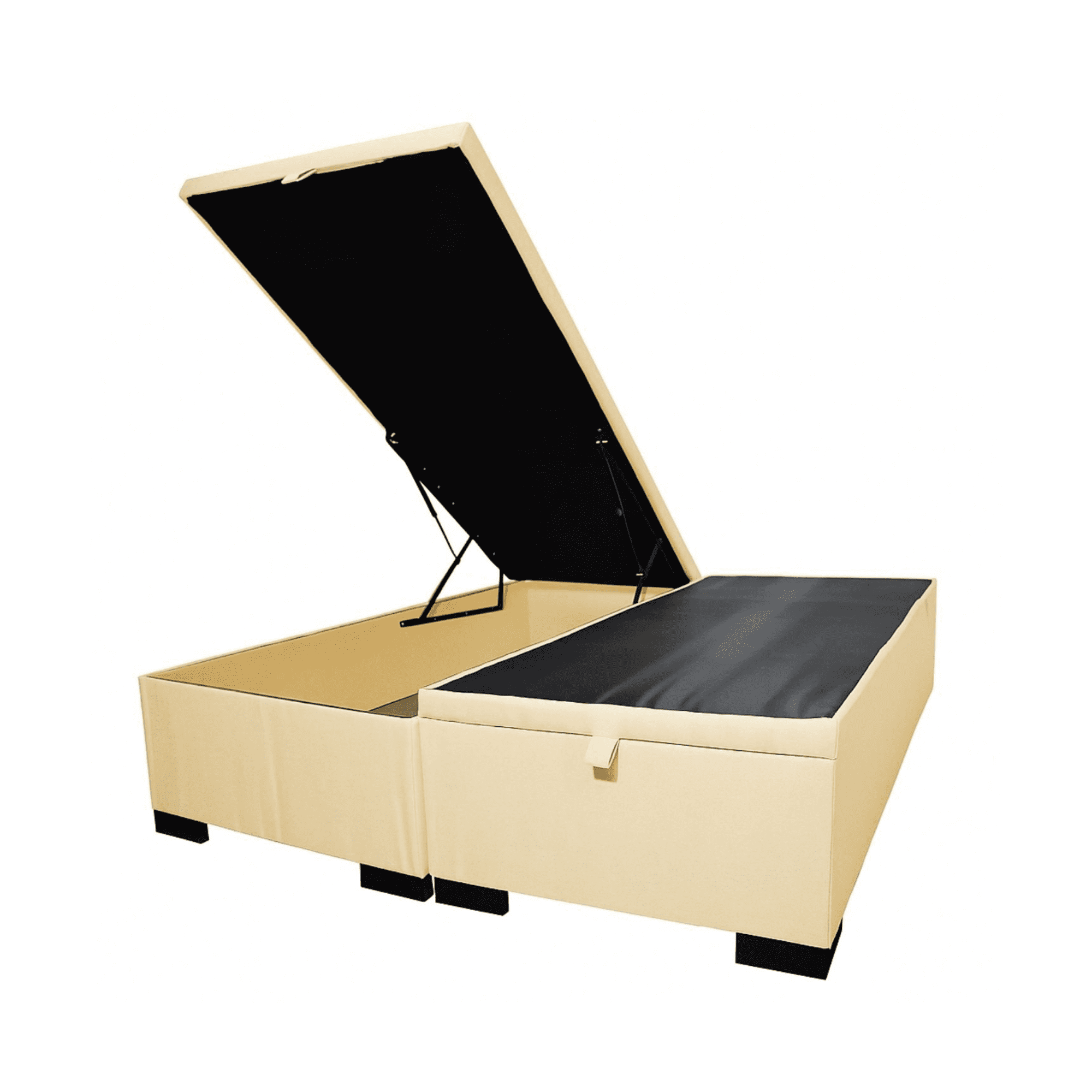 Mueblart - Base De Cama Baúl King Eco Cuero Beige Con Mecanismo