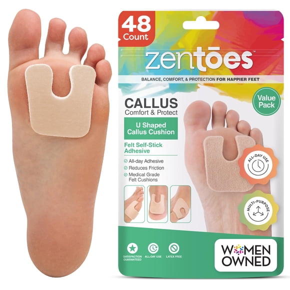 Almohadillas para callos ZenToes, blíster de piel de topo con diseño en forma de U, 48 unidades